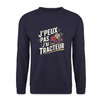 J'peux pas j'ai tracteur - Sweat-shirt Unisexe - marine - Devant - Alina (178cm) & Michal (187cm)