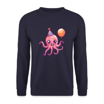Oktopus Geburtstag Comic - Unisex Pullover - Navy - Vorne - Alina (178cm) & Michal (187cm)