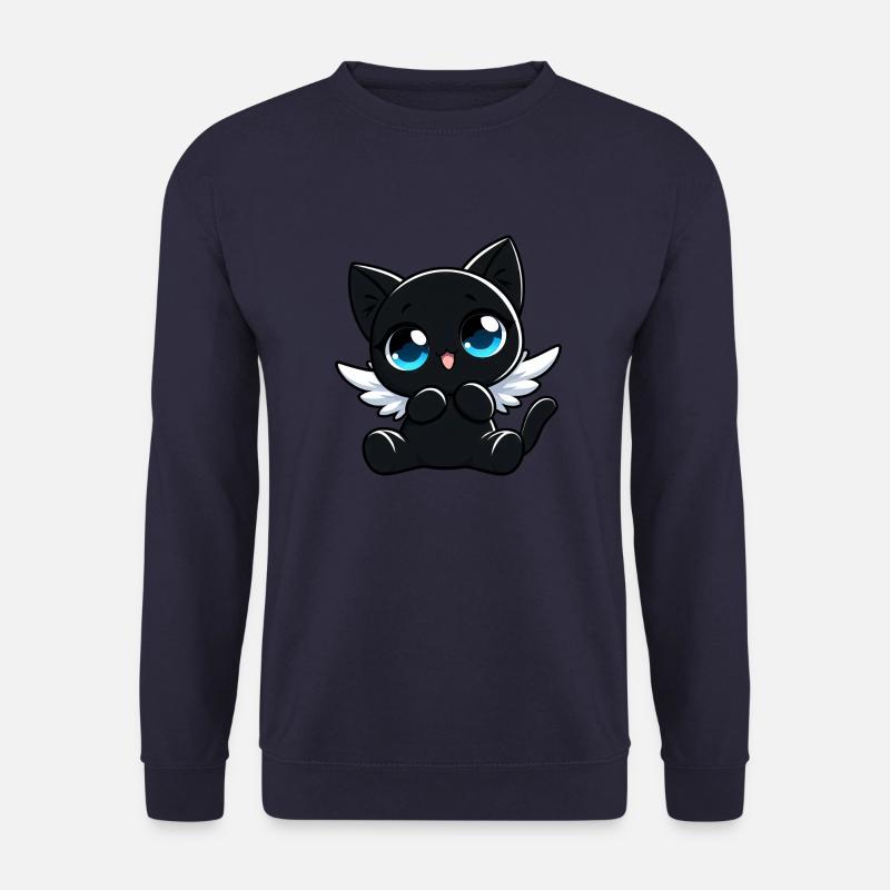 Schwarze Katze Engel Flügel Süß Cartoon - Unisex Pullover - Navy