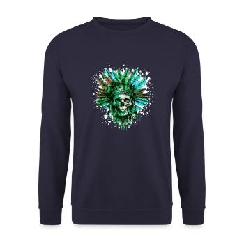 Chef de crâne indien - Sweat-shirt Unisexe - marine - Devant - Alina (178cm) & Michal (187cm)