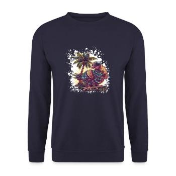 Truthan Insel Palme - Unisex Pullover - Navy - Vorne - Alina (178cm) & Michal (187cm)