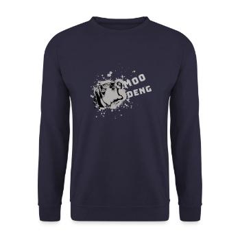 Moo Deng, Nilpferd, illustration, hippo - Unisex Pullover - Navy - Vorne - Alina (178cm) & Michal (187cm)
