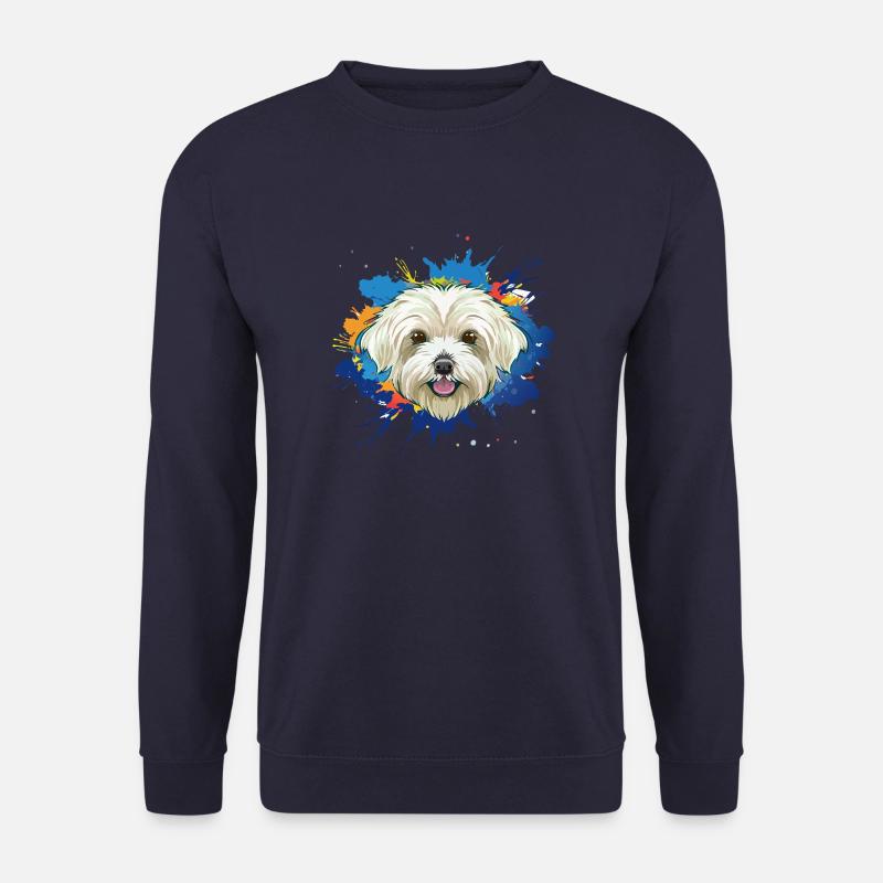 malteser,hund,illustration,bunt - Unisex Pullover - Navy