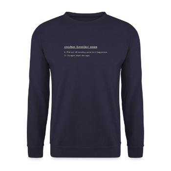 Crochet Definition – Turning Yarn Into Happiness - Unisex Pullover - Navy - Vorne - Alina (178cm) & Michal (187cm)