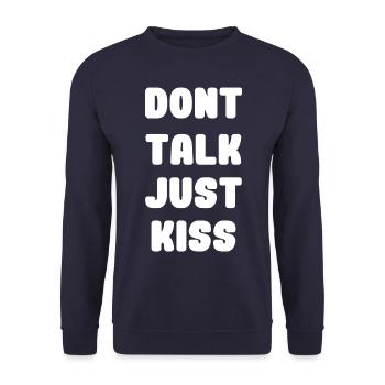 Dont talk just kiss - Unisex Pullover - Navy - Vorne - Alina (178cm) & Michal (187cm)