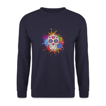 Crâne mexicain - Sweat-shirt Unisexe - marine - Devant - Alina (178cm) & Michal (187cm)