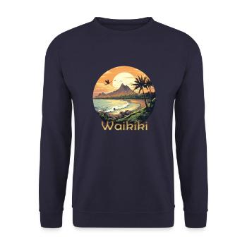 Waikiki Hawaii sunset on the beach - Unisex Sweatshirt - navy - Front - Alina (178cm) & Michal (187cm)