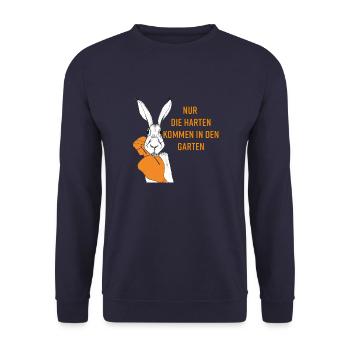 Nur die Harten kommen in den Garten - Unisex Pullover - Navy - Vorne - Alina (178cm) & Michal (187cm)