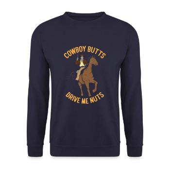 Cowboy Butts Drive Me Nuts Funny Cowboy - Unisex Pullover - Navy - Vorne - Alina (178cm) & Michal (187cm)