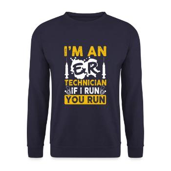 I'm An ER Technician Funny Emergency Room Tech - Unisex Sweatshirt - navy - Front - Alina (178cm) & Michal (187cm)