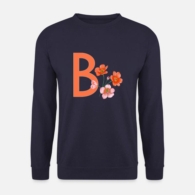 B mit Blumen - Unisex Pullover - Navy
