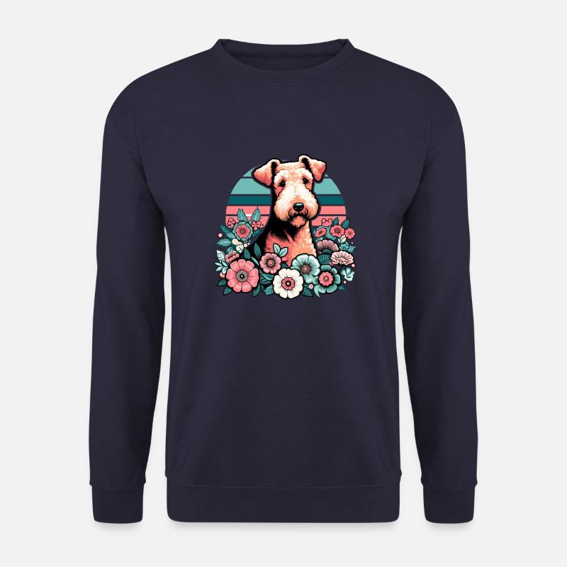 Airedale Terrier Retro Pastel Flowers - Unisex Sweatshirt - navy