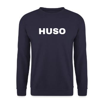 HUGSO - Unisex Pullover - Navy - Vorne - Alina (178cm) & Michal (187cm)