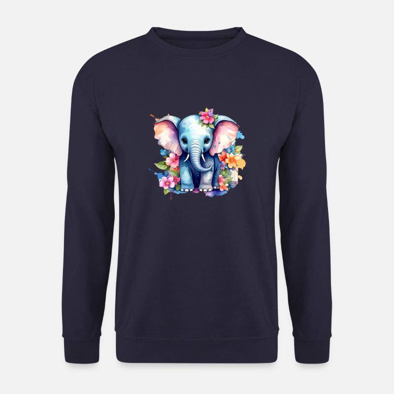 Elefant,Graffiti, bunt, Malerei,blumen - Unisex Pullover - Navy