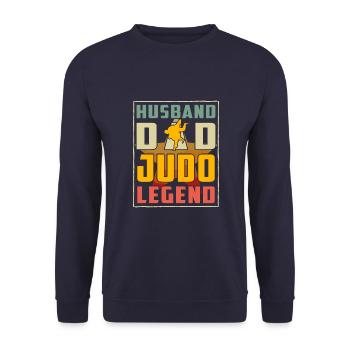 Ehemann Papa Judo-Legende - Unisex Pullover - Navy - Vorne - Alina (178cm) & Michal (187cm)