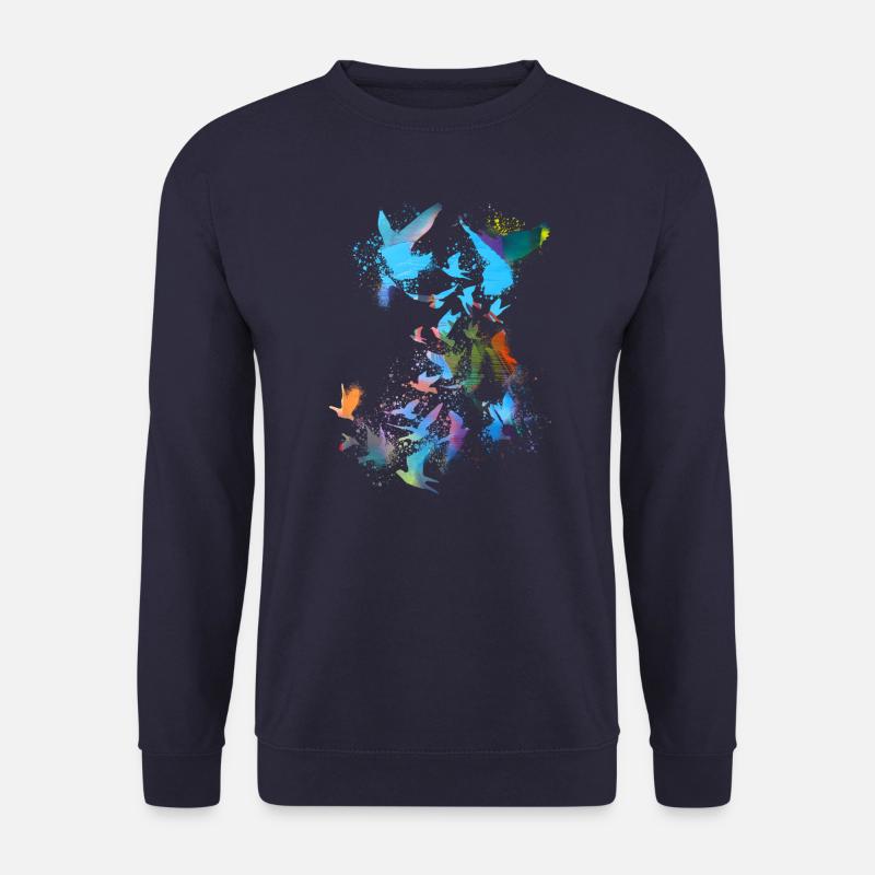 tauben,taube,vögel,vogelschwarm,graffiti,blau - Unisex Pullover - Navy