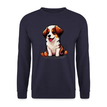 Niedlicher Hund, große Wirkung - Unisex Pullover - Navy - Vorne - Alina (178cm) & Michal (187cm)