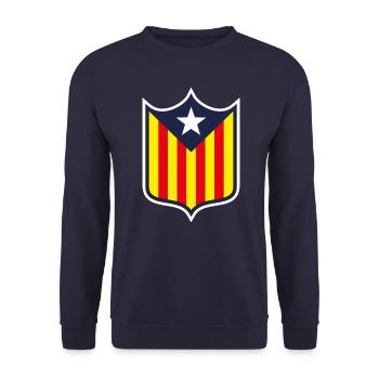 Catalonia coat of arms - Unisex Sweatshirt - navy - Front - Alina (178cm) & Michal (187cm)