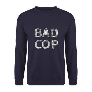 Bad Cop & Bulle & Polizist - Unisex Sweatshirt - navy - Front - Alina (178cm) & Michal (187cm)