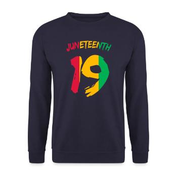 Juneteenth - Unisex Sweatshirt - navy - Front - Alina (178cm) & Michal (187cm)