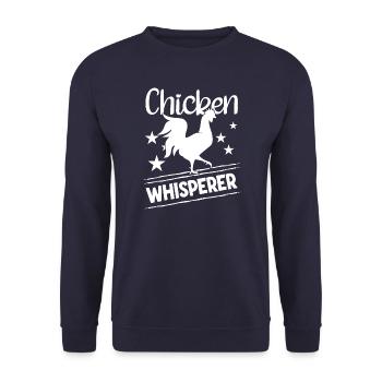 Hühnerflüsterer Chicken Whisperer - Unisex Sweatshirt - navy - Front - Alina (178cm) & Michal (187cm)