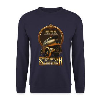STEAMPUNK CLASSIC CAR VINTAGE RETRO MINIVANS - Sweat-shirt Unisexe - marine - Devant - Alina (178cm) & Michal (187cm)