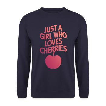 Kirsche Kirschen Früchte Essen - Unisex Pullover - Navy - Vorne - Alina (178cm) & Michal (187cm)