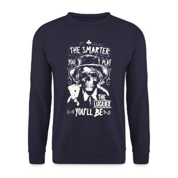 Pokern Poker Spruch - Unisex Pullover - Navy - Vorne - Alina (178cm) & Michal (187cm)