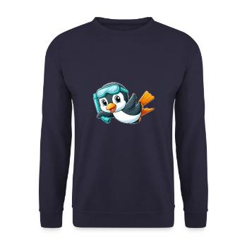 Süßer Pinguin Cartoon Taucher Tiefseetaucher - Unisex Pullover - Navy - Vorne - Alina (178cm) & Michal (187cm)
