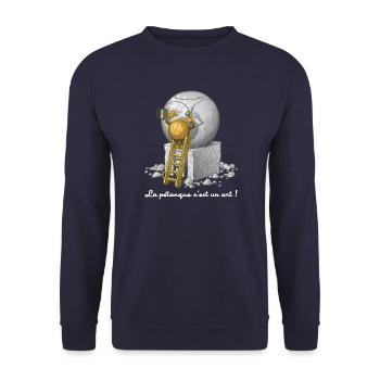 Pétanque ist eine Kunst - Unisex Pullover - Navy - Vorne - Alina (178cm) & Michal (187cm)