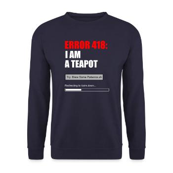 Fehler 418 Teekannen-Meme - Unisex Pullover - Navy - Vorne - Alina (178cm) & Michal (187cm)