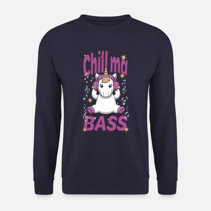 Einhorn mit Kopfhörer Chill ma Bass - Unisex Pullover - Navy