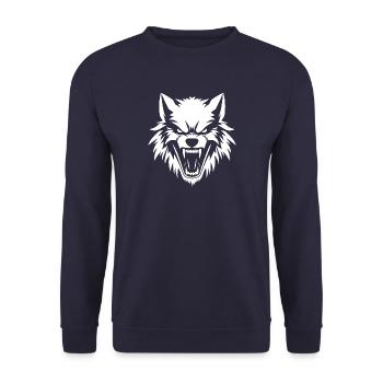 Wildes Wolfsgebrüll - Unisex Pullover - Navy - Vorne - Alina (178cm) & Michal (187cm)