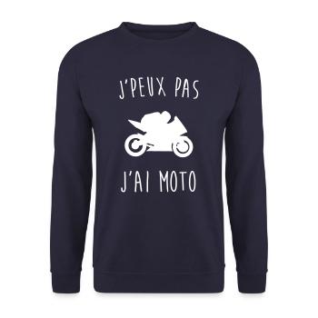 j'peux pas j'ai moto - Sweat-shirt Unisexe - marine - Devant - Alina (178cm) & Michal (187cm)