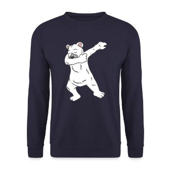 Weihnachten Eisbär Dabbing Polarbär Dab Design - Unisex Pullover - Navy - Vorne - Alina (178cm) & Michal (187cm)