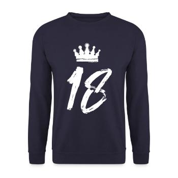 18 Zahl Krone - Unisex Pullover - Navy - Vorne - Alina (178cm) & Michal (187cm)