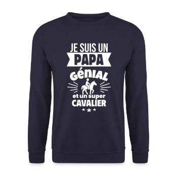 Papa génial & cavalier – idée fête des pères - Sweat-shirt Unisexe - marine - Devant - Alina (178cm) & Michal (187cm)