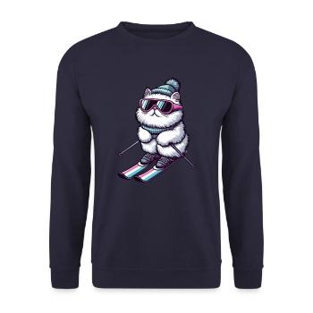 Perserkatze Skifahrer Winterzauber - Unisex Pullover - Navy - Vorne - Alina (178cm) & Michal (187cm)