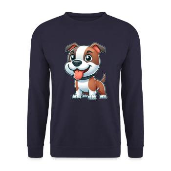 Chien mignon Pitbull American Staffordshire Terrier - Sweat-shirt Unisexe - marine - Devant - Alina (178cm) & Michal (187cm)