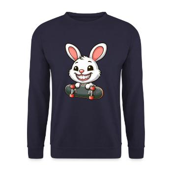 Süßer weißer Hase Kaninchen Skateboard - Unisex Pullover - Navy - Vorne - Alina (178cm) & Michal (187cm)