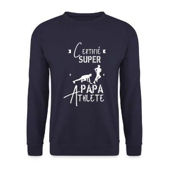 Super Papa Athlète - Sweat-shirt Unisexe - marine - Devant - Alina (178cm) & Michal (187cm)