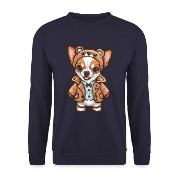 Chihuahua de dessin animé mignon avec un design amusant - Sweat-shirt Unisexe - marine - Devant - Alina (178cm) & Michal (187cm)