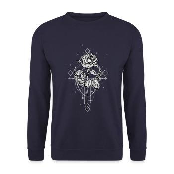 Gothic Witch Moon Rose Vintage Occult Sacred Wicca - Unisex Sweatshirt - navy - Front - Alina (178cm) & Michal (187cm)