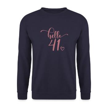 Hello 41 - Mignon cadeau de 41e anniversaire pour femmes - Sweat-shirt Unisexe - marine - Devant - Alina (178cm) & Michal (187cm)