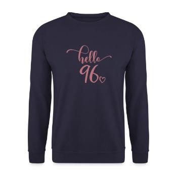 Hallo 96 - Süßes Geschenk zum 96. Geburtstag, 96 Jahre alt - Unisex Pullover - Navy - Vorne - Alina (178cm) & Michal (187cm)
