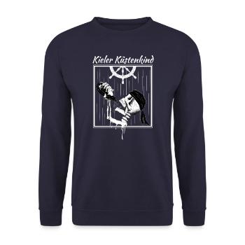 Kiel Coastal Child, skull with ship in a bottle - Unisex Sweatshirt - navy - Front - Alina (178cm) & Michal (187cm)