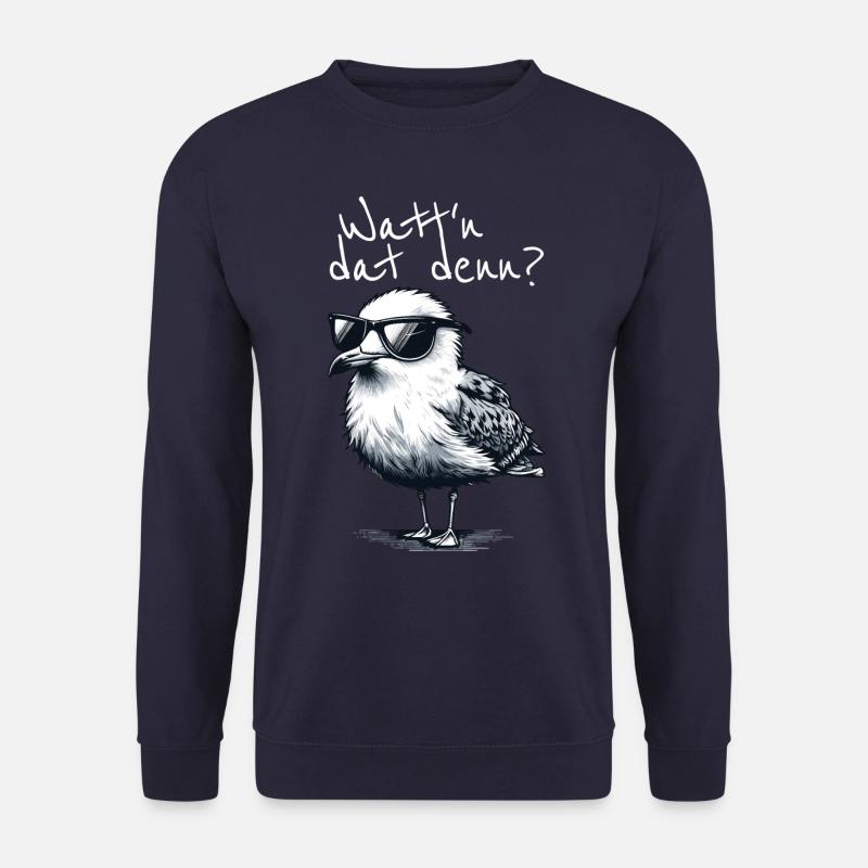 Watt'n dat denn Coole Möwe Nordsee Spruch - Unisex Pullover - Navy