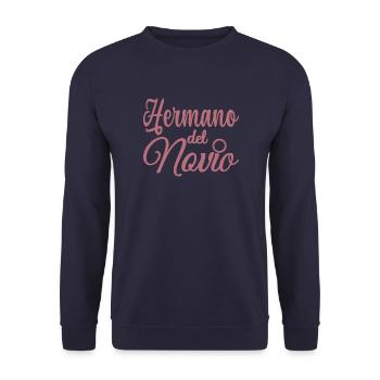 Hermano del Novio Bräutigams Bruder Hochzeitsgeschenk - Unisex Pullover - Navy - Vorne - Alina (178cm) & Michal (187cm)