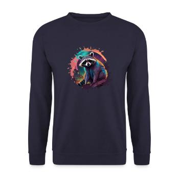 raccoon,comic,urban, watercolor, colorful,city - Unisex Sweatshirt - navy - Front - Alina (178cm) & Michal (187cm)