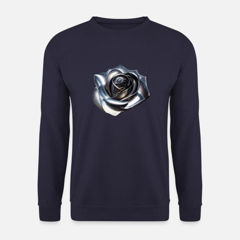 Rose, silber, Metall,,metallisch - Unisex Pullover - Navy
